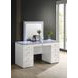 Stoholm White 9 Drawer Glass Top Vanity with Mirror and LED