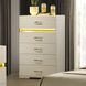 Lucida Beige Upholstered Panel Bedroom Set with LED