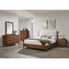 Thusis Walnut and Beige Queen Upholstered Platform Bed