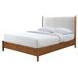 Thusis Walnut and Beige Queen Upholstered Platform Bed
