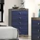 Hartlepool Ash Gray and Indigo Blue 5 Drawer Chest