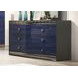 Morcote Ash Gray and Indigo Blue 6 Drawer Dresser