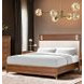 Hepburne Walnut and White Queen Upholstered Panel Bed with LED