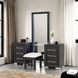 Ashbourne Black 6 Drawer Glass Top Vanity with LED and Mirror