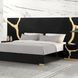 Goldsberg Black and Gold Queen Platform Bed with Wall Panel