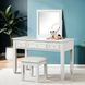 Naucalpan White Vanity Set with Stool