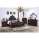 Cremona Dark Cherry and Gray Queen Upholstered Panel Bed with Nailhead Trim
