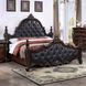 Cremona Dark Cherry and Gray Queen Upholstered Panel Bed with Nailhead Trim