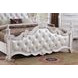 Cremona White King Upholstered Panel Bed with Nailhead Trim