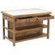 Delmar White and Natural 58" Rectangular Marble Top Kitchen Island