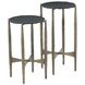 Odessa Antique Brass and Black Round Marble Top Nesting Side Table Set of 2