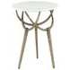 Odessa Antique Brass and White Round Marble Top Side Table Set of 2