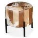 Charleston Brown Cowhide Leather Round Ottoman