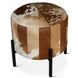 Charleston Brown Cowhide Leather Round Ottoman