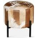 Charleston Brown Cowhide Leather Round Ottoman