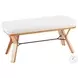 Folia Cream Fabric And Natural Wood Bench