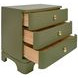 Fortune Olive Green Matte Lacquer Rectangular 3 Drawer Side Table