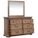 Adler Court Florentine Walnut 6 Drawer Dresser with Rectangular Mirror