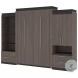 Orion Bark Gray And Graphite 124" Queen Murphy Bed And Multifunctional Storage With Drawers