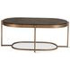 Fresno Brown and Black Oval Marble Top Cocktail Table