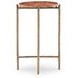 Mosaic Red and Gold Round Travertine Top Joie De Vivre Spot Table