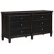 Trento Distressed Black 6 Drawer Dresser