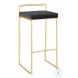 Fuji Black Velvet And Gold Metal Bar Stool Set Of 2