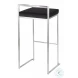 Fuji Black Velvet And Brushed Stainless Steel Bar Stool Set Of 2