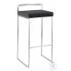 Fuji Black Velvet And Brushed Stainless Steel Bar Stool Set Of 2