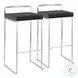 Fuji Black Velvet And Brushed Stainless Steel Bar Stool Set Of 2