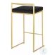 Fuji Black Velvet And Gold Metal Counter Height Stool Set Of 2