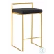 Fuji Black Velvet And Gold Metal Counter Height Stool Set Of 2