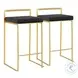 Fuji Black Velvet And Gold Metal Counter Height Stool Set Of 2