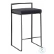 Fuji Black Velvet And Black Metal Counter Height Stool Set Of 2