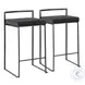 Fuji Black Velvet And Black Metal Counter Height Stool Set Of 2