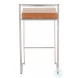 Fuji Camel PU And Brushed Stainless Steel Stacker Counter Height Stool Set of 2
