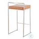 Fuji Camel PU And Brushed Stainless Steel Stacker Counter Height Stool Set of 2
