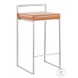 Fuji Camel PU And Brushed Stainless Steel Stacker Counter Height Stool Set of 2