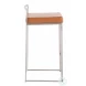 Fuji Camel PU And Brushed Stainless Steel Stacker Counter Height Stool Set of 2