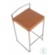 Fuji Camel PU And Brushed Stainless Steel Stacker Counter Height Stool Set of 2