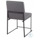 Fuji Grey PU And Black Steel High Back Dining Chair Set of 2