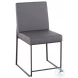 Fuji Grey PU And Black Steel High Back Dining Chair Set of 2