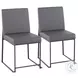 Fuji Grey PU And Black Steel High Back Dining Chair Set of 2