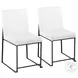 Fuji White PU And Black Steel High Back Dining Chair Set of 2