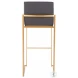 Fuji Grey PU And Gold Steel High Back Bar Stool Set of 2