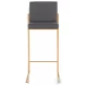 Fuji Grey PU And Gold Steel High Back Bar Stool Set of 2
