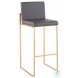 Fuji Grey PU And Gold Steel High Back Bar Stool Set of 2