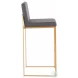 Fuji Grey PU And Gold Steel High Back Bar Stool Set of 2