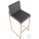Fuji Grey PU And Gold Steel High Back Bar Stool Set of 2