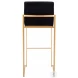 Fuji Black Velvet And Gold Steel High Back Bar Stool Set of 2